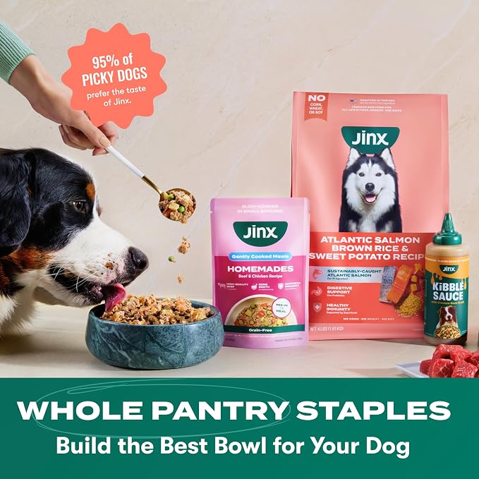 Jinx Dry Dog Food - Real Salmon, Brown Rice & Sweet Potato, 4lb | Premium Kibble for Digestive Support & Healthy Immunity - No Fillers, All Lifestages (Puppy, Adult & Senior), Breeds & Sizes