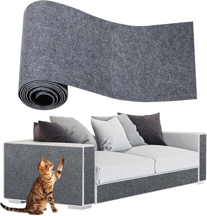 ENONCI 78.7x15.8 Cat Scratch Pad, Furniture Protector for Couch Corners | Trimmable, No-Shedding Cat Scratch Pad with Self-Adhesive Backing for Climbing, Protects Walls, Carpet and Couch