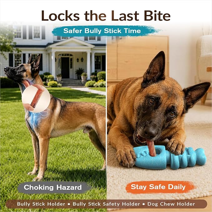 KADTC 2-in-1, Dog Bully Stick Holder, Tough Chew Toy for Aggressive Chewers