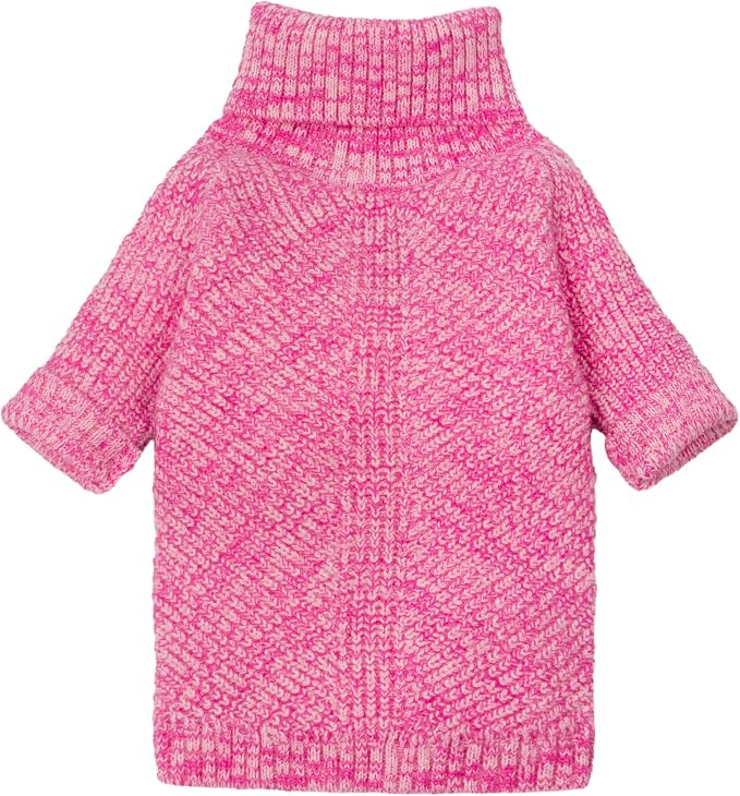 Fitwarm Knitted Turtleneck Dog Sweater, Cozy Dog Winter Clothes for Small Dogs Girl, Holiday Pet Outfit, Heather Pink, Small