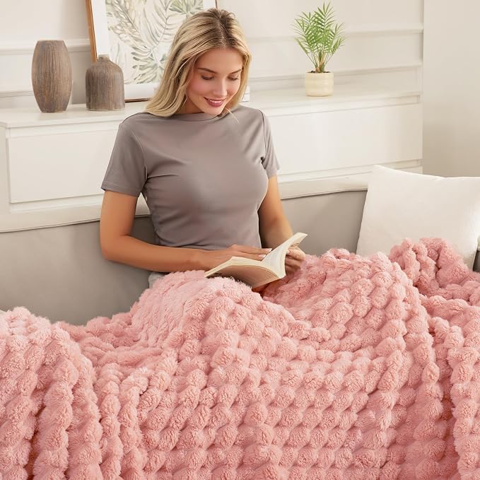 Whale Flotilla Soft Fleece Throw Blanket for Couch & Bed 3D Jacquard, Pink | Super Cozy Lightweight Plush Fluffy Throw, Luxury Decorative All‑Season Couch Cover Blanket for Sofa & Office Chair, 50"x60"