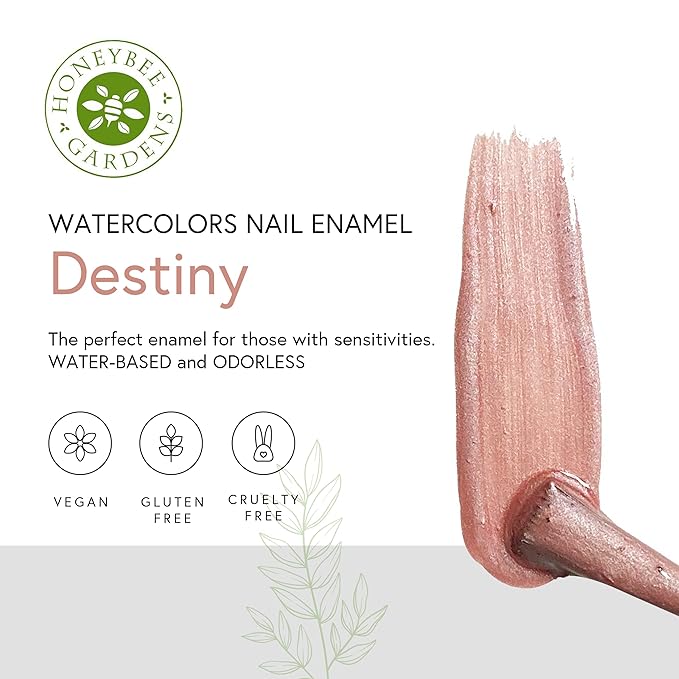 Honeybee Gardens Water-Based Nail Enamel, Destiny, Slight Iridescence & Shimmer Pink Bronze Nude, Eco-Friendly, Odorless & Vibrant Polish, 0.5 fl oz