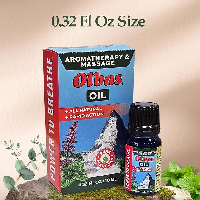 Olbas Massage and Aromatherapy Inhalant Oil Pack of 2 (0.32 Fl Oz), Body Massage Oil, Swiss Herbal Remedies with Pure Essential Massage Oils for Muscle Relaxing and Soothing Comfort for Pain Relief