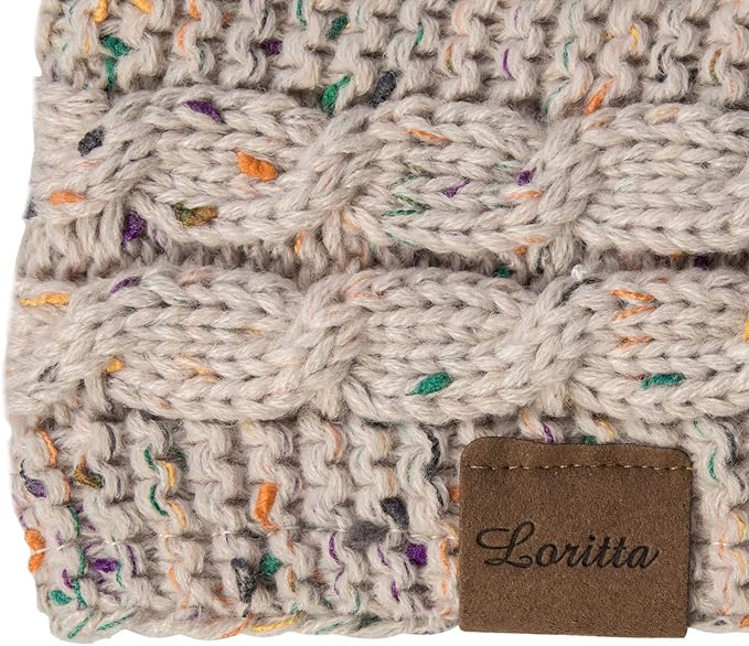 Loritta 2 Pack Headbands for Women Winter Warm Cable Knit Ear Warmer Thick Head Wrap Fuzzy Fleece Lined Gifts