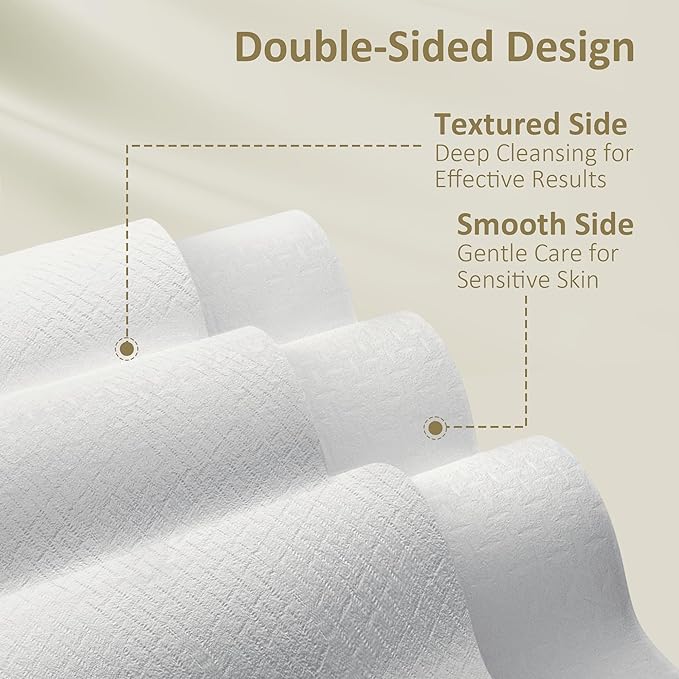 Ourmed Life Face Towels, Disposable Biodegradable Facial Towels for Sensitive Skin, Lint- free Face Wipes for Washing Face, Skincare and Makeup Remover, Dry Wipes, 10"×12" Extra Large, 25 Count