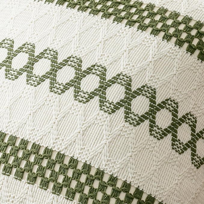 MIULEE Set of 2 Moss Green Boho Decorative Lumbar Pillow Covers 12x20 Inch | Farmhouse Couch Throw Pillows, Modern Cushion Covers, Macrame Woven Spring Decor for Bed Sofa Chair