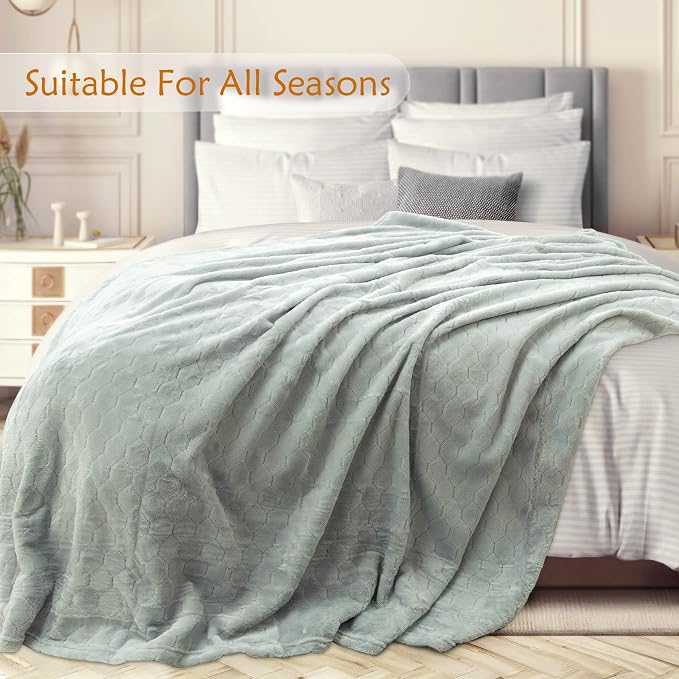 Fleece Blanket Super Soft Cozy Throw Blanket 50" x 60", Lightweight Fuzzy Comfy Textured Flannel Blanket Warm Plush Throw Blankets for Couch, Sofa, Bed, Mirage Gray