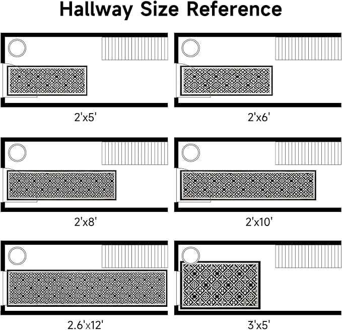 Ileading Runner Rugs for Hallways 2.6x10ft Heavy-Duty Durable Entryway Floor Mat with Non Slip Rubber Backing for Busy Traffic Extended Indoor Doormat Machine Washable Kitchen Throw Rug(Black)