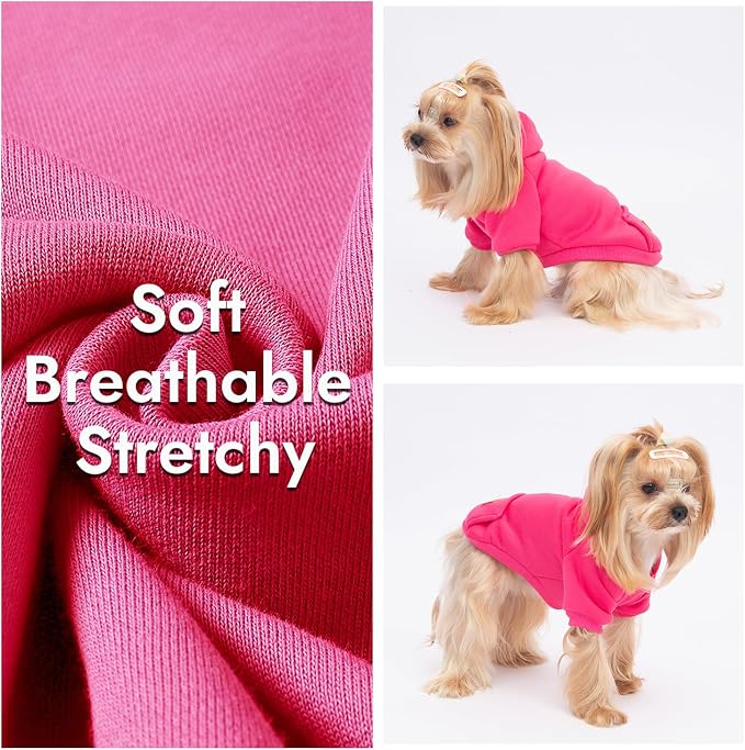 2 Pack Dog Hoodie Warm Hood Dog Sweater Cold Weather Small Dogs Sweatshirt Comfort Pet Clothes for Small Medium Dogs with Pockets Cats Chihuahua Clothes for Male Female Girl Boy Sporty Daily Wear