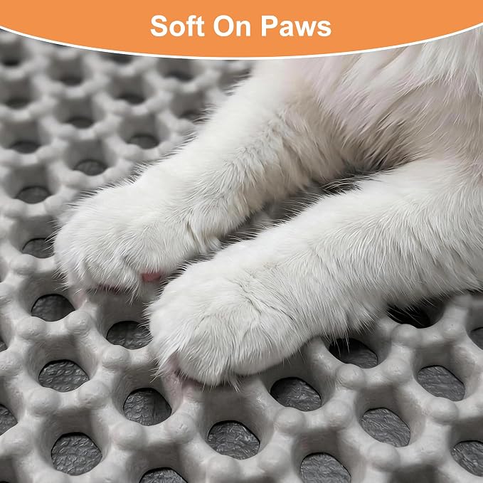 Cat Litter Mat XXL(47.3" x 39.4") - Large, Double-Layer, Non-Toxic, Easy Clean, Durable, Gray