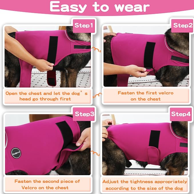 Dog Anxiety Jacket, Skin-Friendly Dog Calming Shirt - Dog Coat for Thunder, Fireworks, Vet Visits and Separation - Keep Pet Calm Without Medicine & Training, Anti Anxiety, Rose, Medium