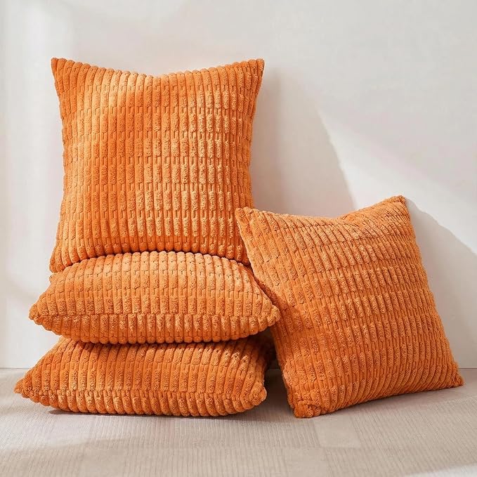 Fancy Homi 4 Packs Decorative Throw Pillow Covers for Living Room Couch Bed, Modern Farmhouse Boho Home Décor Accent Cushion Case, 20" x 20", Orange