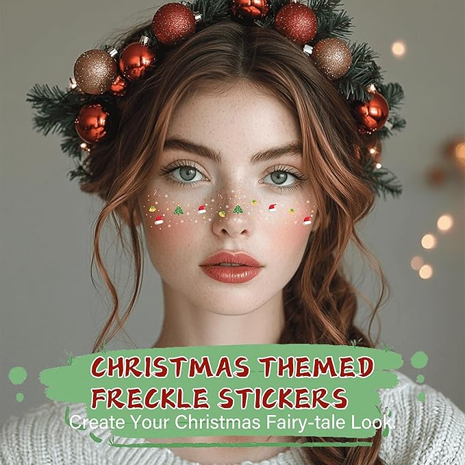 8Pcs Makeup Patchesfor Christmas,Face Glitter Patches,Glitter Freckles Face Tattoo, Sparkle Makeup Patches,Glow Up Makeup Patches,Waterproof Face Glitter Patches for Festivals and Crazy Party
