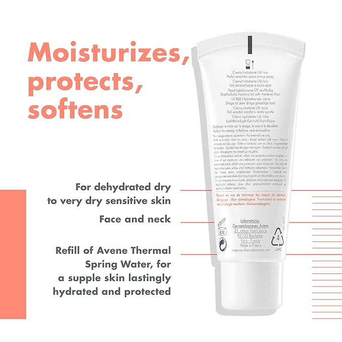 Avène Hydrance RICH Hydrating Cream,Daily Face Moisturizer,Soothes feelings of skin tightness & discomfort associated with dryness,Dry skin moisturizer,Non-Comedogenic,1.3 Oz,(Pack of 2)
