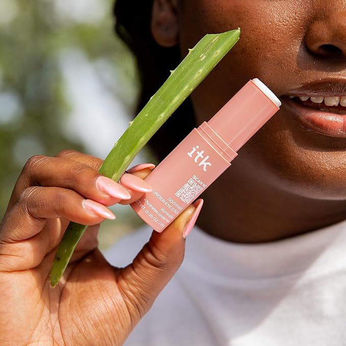 ITK Skincare Caffeine + Aloe Vera Under Eye Stick Face Moisturizer for Fine Line & Wrinkle Repair - Travel Size - Anti Aging Dark Circle Under Eye Balm Treatment Stick - Soothes Puffy Eyes & Redness
