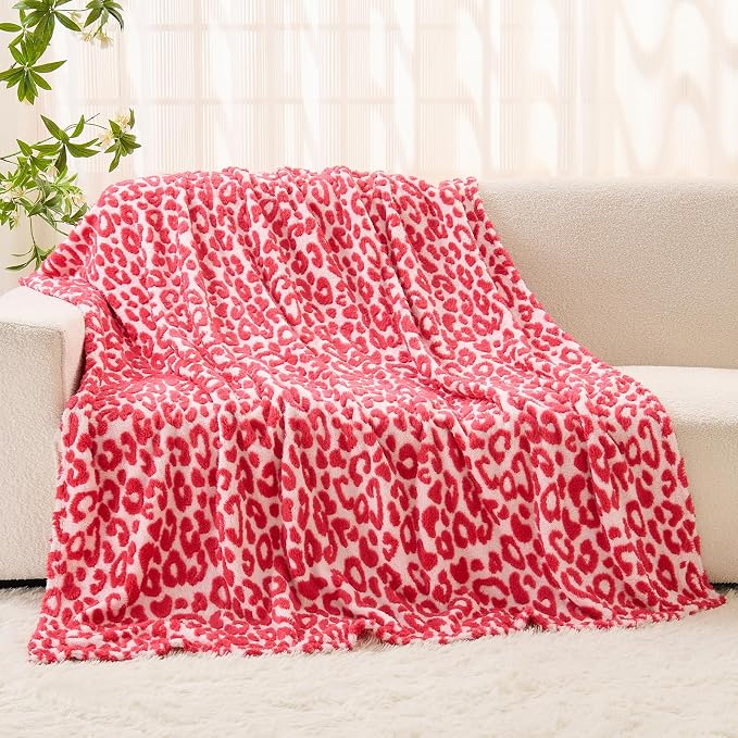 Cheetah Print Blanket Leopard Blankets Hot Pink Throw Blanket for Couch Bed - 60"x80"