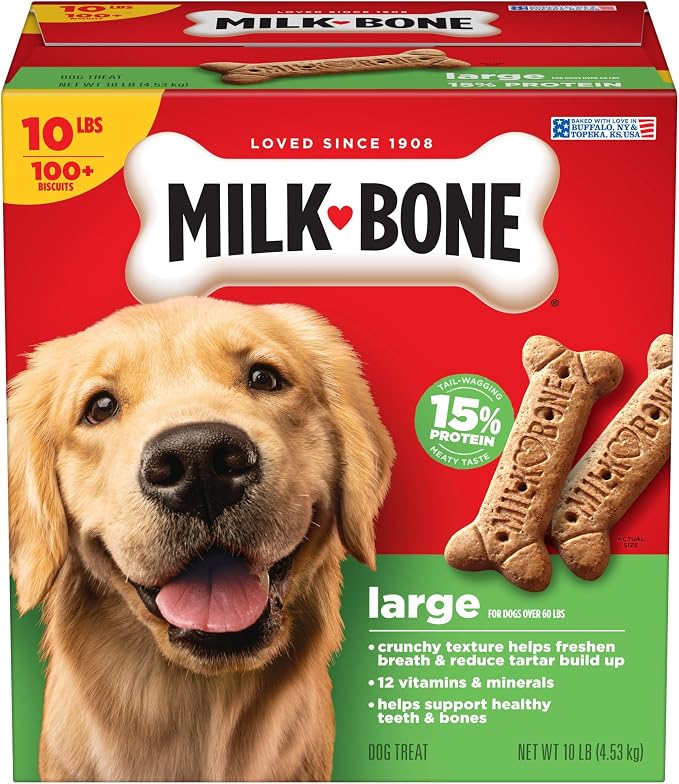 Milk-Bone Crunchy Large Dog Treats, 10 Lb. Box, Original Beef Flavor