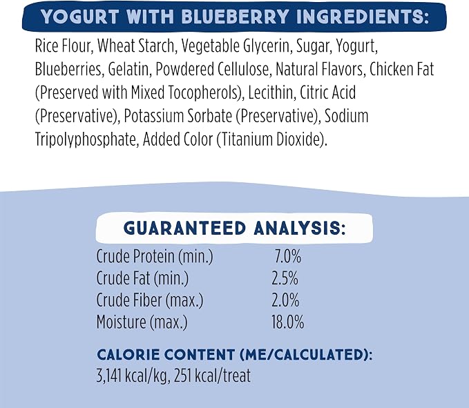 Ultra Chewy Yogurt with Blueberry Double Treat Bones, 12 Count | Long-Lasting Dog Treats, Made in USA, For Large and Small Breeds, Highly Digestible