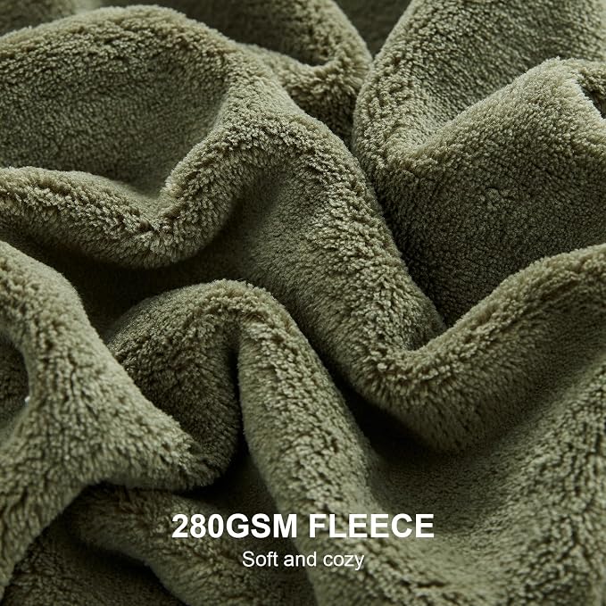 Hansleep Throw XL Moss Green Fleece Blanket, Soft Flannel Bed Blanket | Fuzzy Cozy Blanket 50x70 Inches, Multi-use for Bed, Sofa, Couch, Travel, Camping, All Season Warm Lightweight Cover