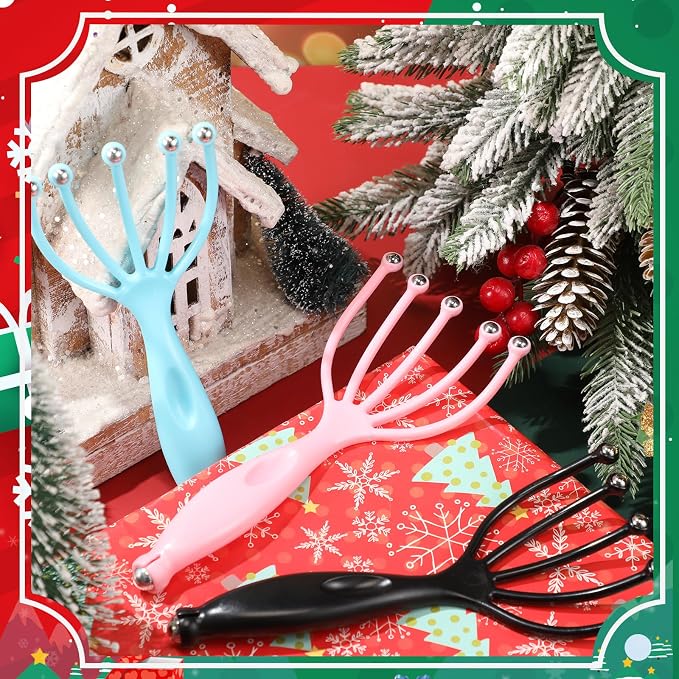 TrelaCo 24 Pcs Scalp Massager Portable Handheld Spa Head Massager for Deep Relaxation and Stress Reduction Manual Head Massage Tool for Office Home Christmas Gift(Blue, Pink, Black)