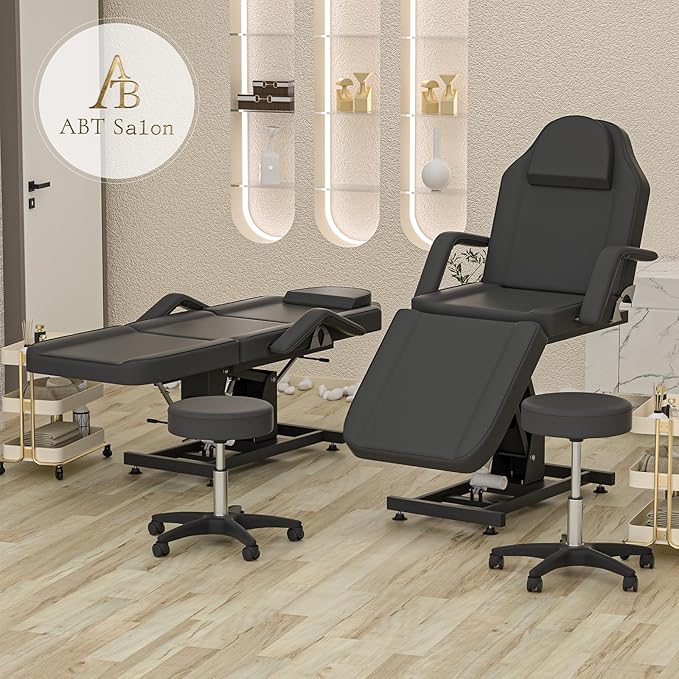 Electric Tattoo Chair with Stool Professional Spa Beds for Esthetician Chair Motorised Height Adjustment Facial Chairs for Esthetician Bed