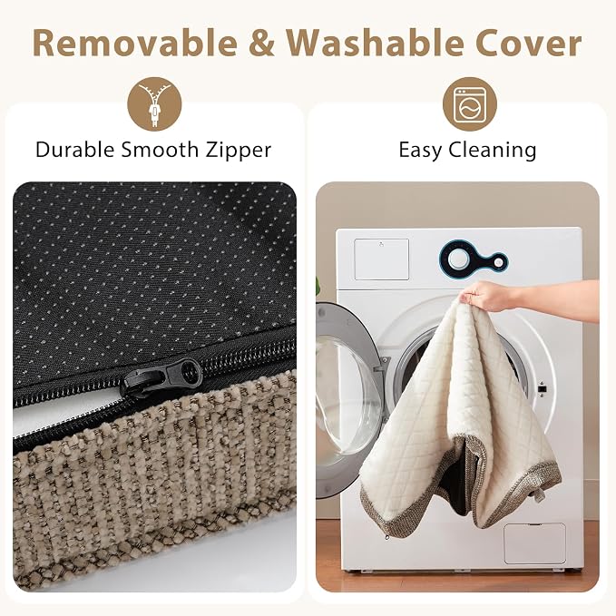 JOEJOY Orthopedic Dog Bed for Extra Large Dogs, Washable Dog Crate Bed Large Sized with Removable Cover, Egg Memory Foam Big Pet Beds, Beige, 47"x29"