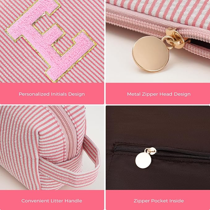 Teen Girl Travel Essentials - Birthday Gifts for Girls Teens Kids Daughter Sister Her,Cute Trendy Stuff Makeup Bag Set Cosmetic Bag - Peach,E