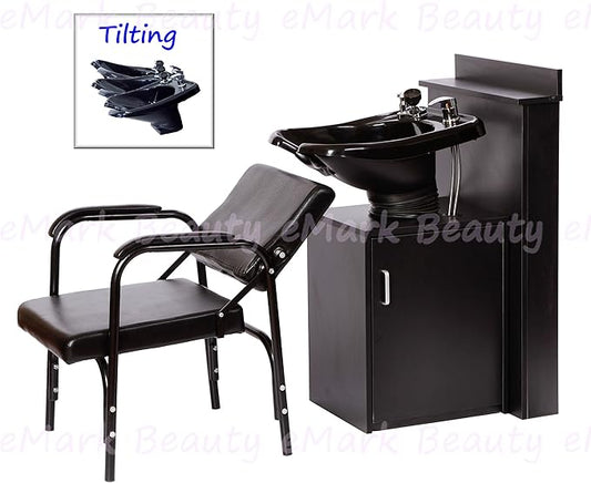 Beauty Salon Backwash Shampoo Bowl Salon Sink with Shampoo Cabinet TLC-13C-T-BC38-216