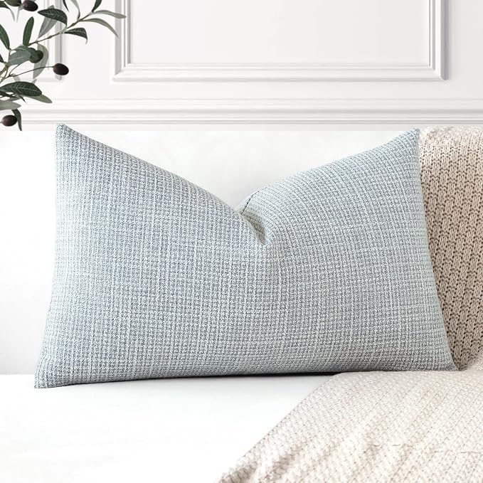 OTOSTAR Linen Throw Pillow Cover Set of 1 Decorative Lumbar Pillowcases Cushion Covers 16x24 Inch for Home Decor Sofa Bedroom Car 40 x 60CM Blue Grey