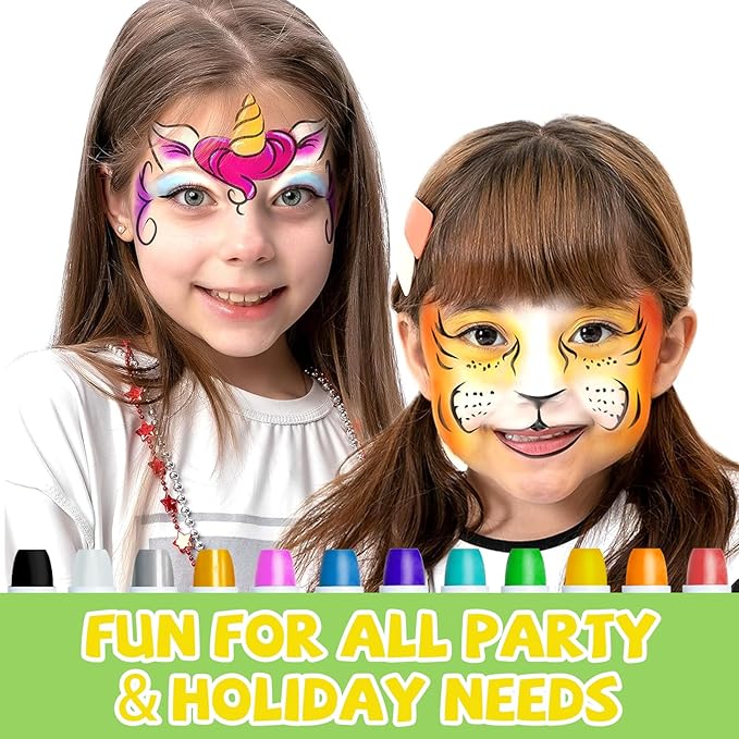 Face Paint for Kids, 12Pcs Face and Body Paint Crayons, Safe and Washable Face Paint Sticks for Adults Kids Party, Christmas Makeup, School Event, Cosplay