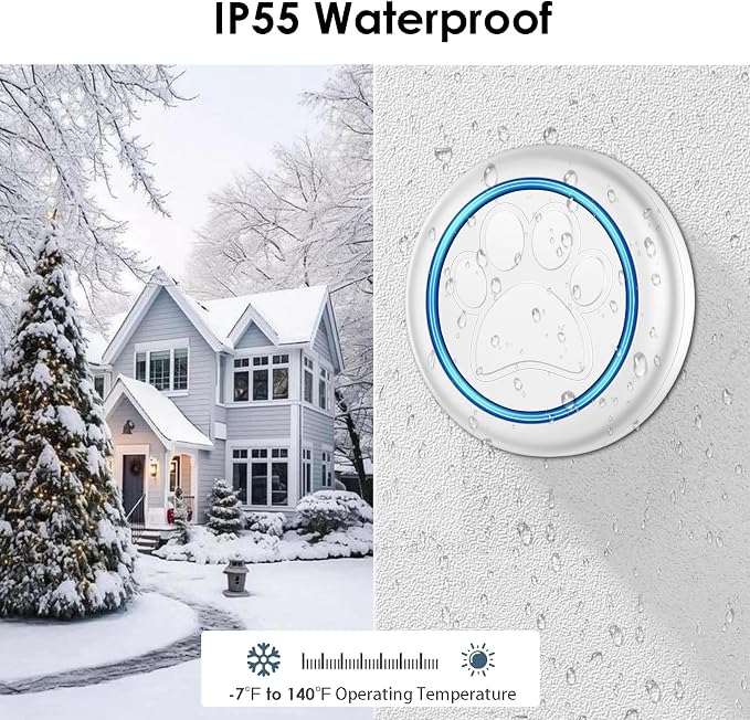 FullHouse Dog Doorbell for Potty Wireless Doggy Bell Training to Go Outside | Waterproof Touch-Sensitive Button, for Puppy Doggie Pets, Over 1000 feet Range