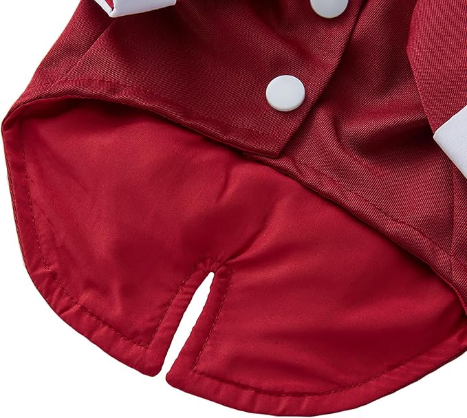 GabeFish Pets Wedding Jackets Suit for Dogs with Bow Tie Puppy Cat Formal Clothes Shirt Tuxedo (Red, S (Chest 12.9in/33cm))