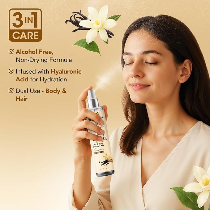 Botanic Hearth Vanilla Hair Perfume & Body Mist, Long-Lasting Hair Deodorizer & Body Scent for Women & Men, Alcohol-Free Clean Fragrance Hair Spray For Everyday Wear, All Day Freshness, 3.4 Fl Oz