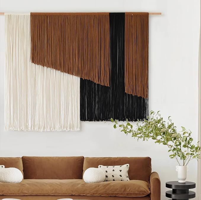 Jakalin Macrame Wall Hanging, Dip Dye Fiber Yarn Art, Boho, 57"x43" | Hand-dyed Cotton, Fine Craftsmanship, Boho Tapestry, Living Room, Bedroom, Nursery, Apartment Decor