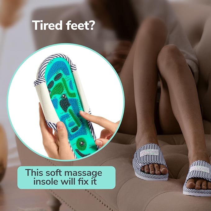 Acupressure Massage Slippers for Plantar Fasciitis & Neuropathy Relief – Shiatsu Reflexology Foot Massager Sandals with Magnetic Therapy, Acupuncture Point Map, for Men & Women