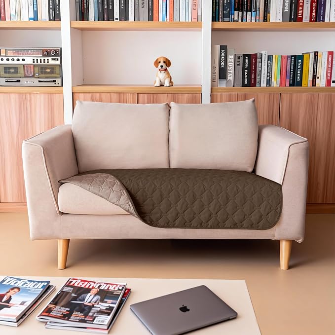 gogobunny 100% Double-Sided Waterproof Dog Bed Cover Pet Blanket Sofa Couch Furniture Protector for Puppy Large Dog Cat, Reversible (32x53 Inch (Pack of 1), Dark Chocolate/Light Chocolate)