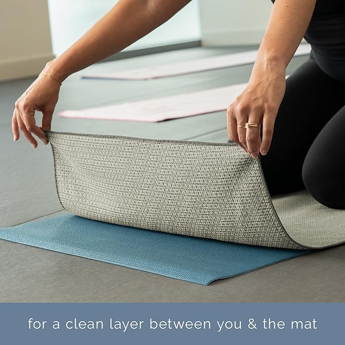 S&T INC. Yoga Mat Towel with Non-Slip Grip, Enhanced Silicone Grip, Soft and Absorbent for Gym, Pilates, and Hot Yoga Mat, 1 Pack, 24 inches x 72 inches, 340GSM, Grey