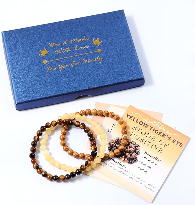 NCB 2.3-Piece 4mm Natural Crystal Gemstone Stretch Bracelets – Handmade Reiki Energy Healing Jewelry for Meditation,Yoga, Unisex