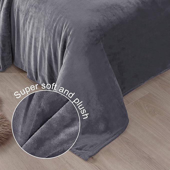 Exclusivo Mezcla Soft Fleece Blanket Cal King Size for Bed, Dark Grey | 120x120 Inches, Double-Sided Brushed Flannel, Lightweight Plush Cozy Blanket for Home Decor, All Season, Machine Washable