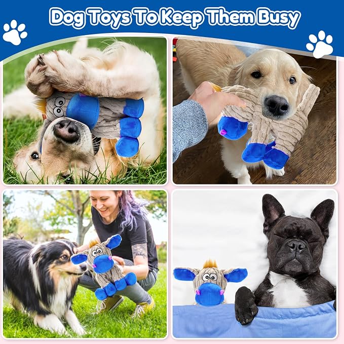 loncoldy Squeaky Dog Toys, Plush Chew Toys for Dogs, Crinkle Interactive Squeaky Stuffed Dog Toy for Small Medium Large Breeds, Dog Toy to Keep Them Busy, Pet Toys for Dogs