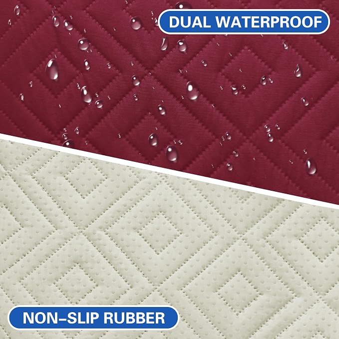 2026 Waterproof Bed Sofa Blanket (68"x82") Comfy Couch Sofa Mat for Dog Pets with Anti-Slip Back, Universal Incontinence Lightweight Liner Pad for Furniture Car Picnic etc Durable Washable, Wine Red