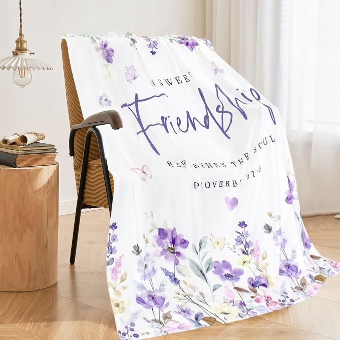 Friendship Gifts Blanket Throw 60X50 Friend Birthday Gift for Women | Christian Gifts for Women, Sweet Friendship Blanket, Christmas Birthday Gift Idea for Best Friend Bestie BFF Soul Sister