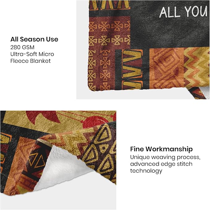 African American 70th Birthday Gifts for Women Blanket 60"X50", Encouragement Inspirational Bday Gift, 70 Year Old Birthday Gifts for Black Women Mom Lady Girl Friend