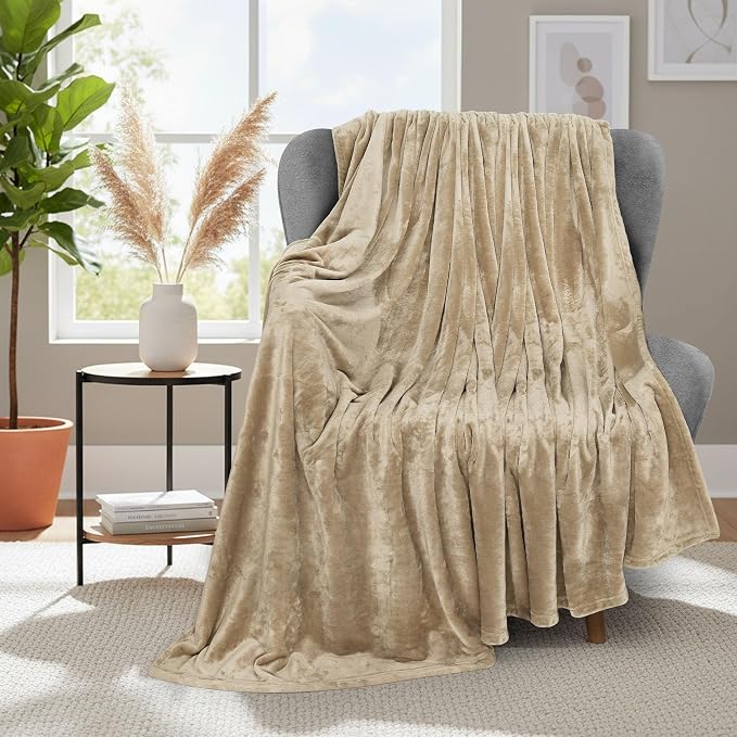 Utopia Bedding Ultra Soft Fleece Bed Blanket Throw Size Camel (50x60 Inch) | Microfiber Plush Warm Lightweight Breathable Cozy Blanket Anti-Static, All Season Use, Gift for Women and Men