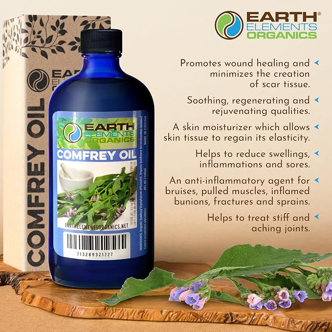 Comfrey Body Oil Raw, Infused, Organic, Unscented