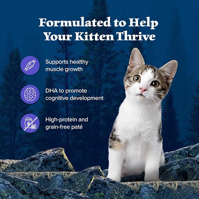 Blue Buffalo Wilderness High-Protein Grain-Free Wet Kitten Food,Chicken Paté Recipe,3-oz Cans,(Pack of 48)