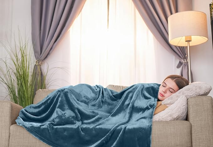 Utopia Bedding Soft Fleece Bed Blanket Throw Size Stone Blue (50x60 Inch) | Microfiber Plush Warm Lightweight Breathable Cozy Blanket Anti-Static, All Season Use, Gift for Women and Men