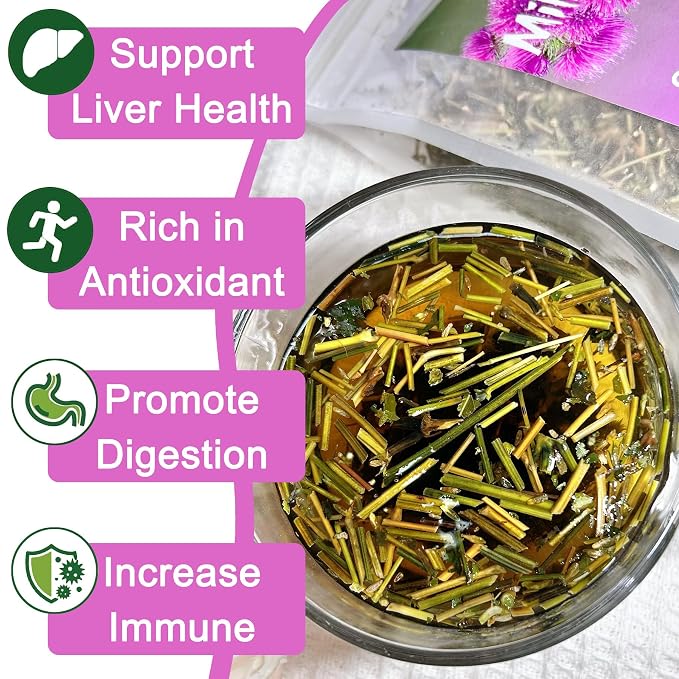 Milk Thistle Tea Loose Leaf, Cardo Mariano Milk Thistle Dried Herb 7oz | Milk Thistle Loose Leaf, Raw, Dried Herb, Wildcrafted, Milk Thistle Loose Tea Herbal for Liver, Caffeine-Free