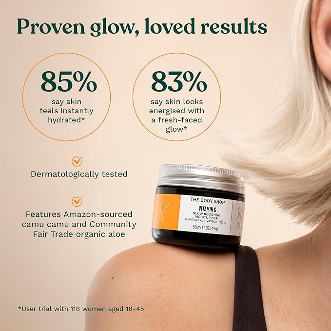 The Body Shop Glow Boost Moisturizer – Soothes and Smooths for Skin that Glows – Vegan – 50ml