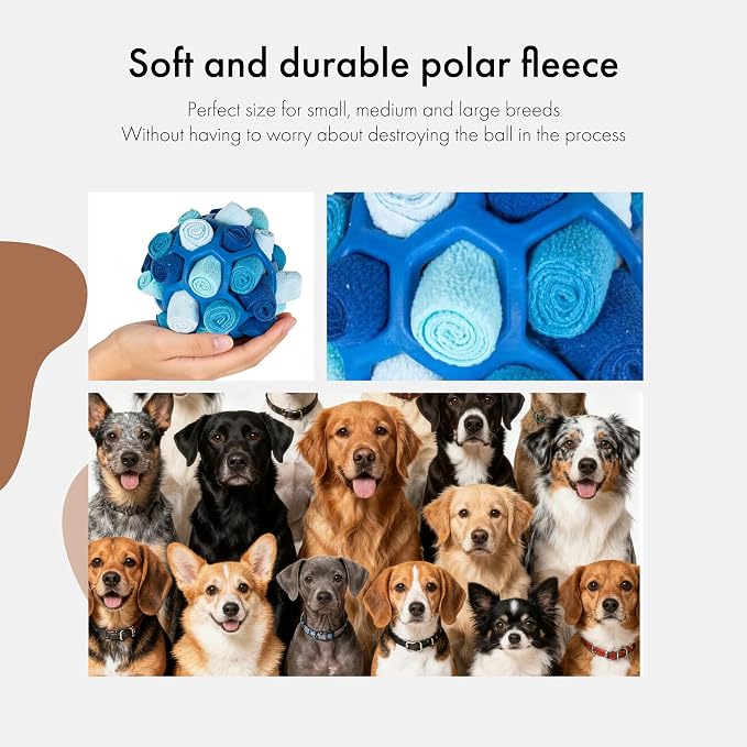 Mira's Pocket Dog Snuffle Ball Toy, Mental Stimulation Chew Toy for Dogs & Cats, 14cm Licking Mat Treat Dispensing Ball with Hollow Design, Slow Feeder for Fast Eaters (Blue)